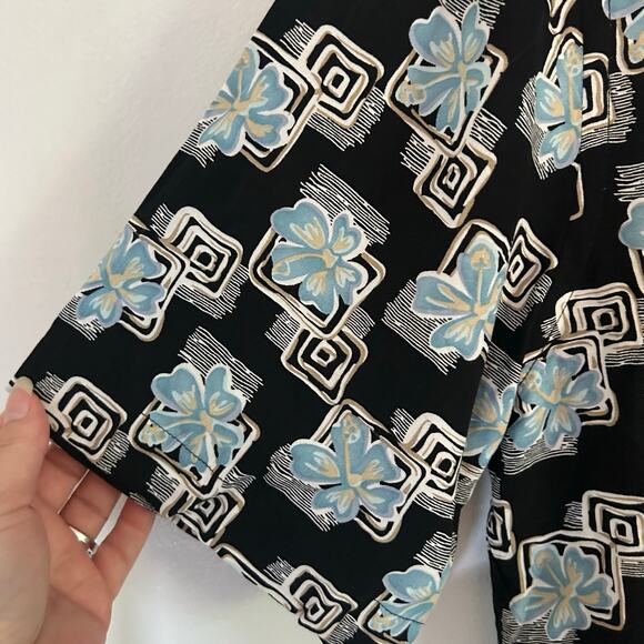 Campia Men's Black Floral Hawaiian Button Front Camp Shirt M Medium New - Picture 5 of 9